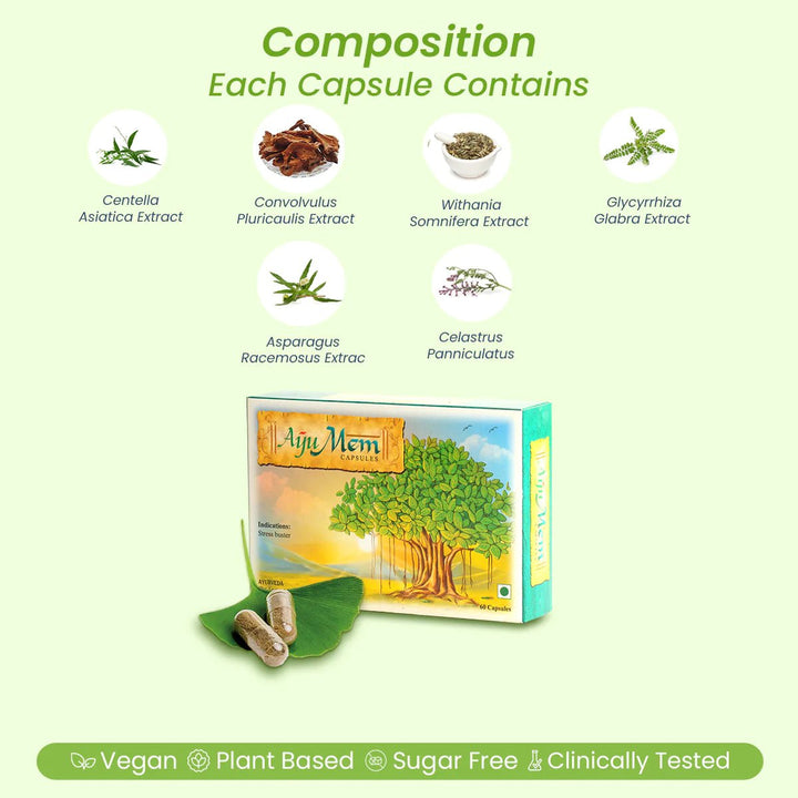 AyuMem: Natural Memory Tonic & Stress Buster - Welex care - Welex Care